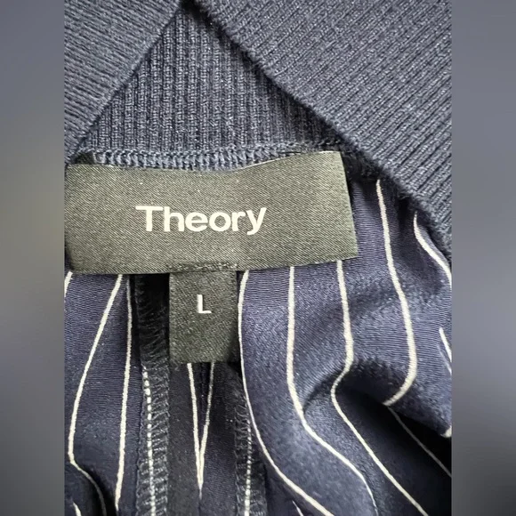 Theory Silk Pinstripe Maternity Jogger Pants - Picture 11 of 12